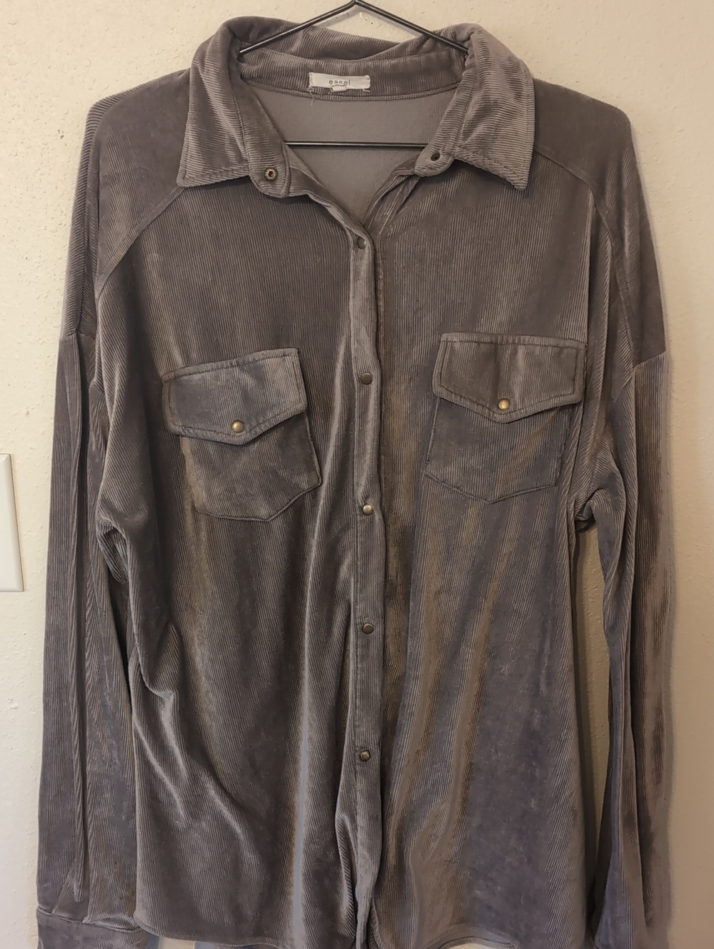 easel Taupe Corduroy Button-Up Shirt Jacket L